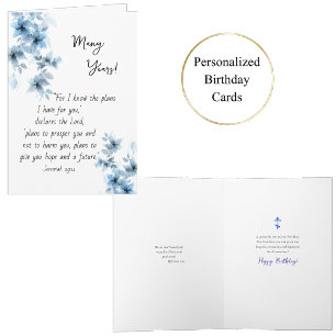 Beautiful Blue Flowers Orthodox Christian Birthday Card