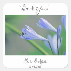 Beautiful Blue Flowers Wedding Favour Sticker