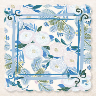 Beautiful Blue Foliage Winter Wedding Paper Coaster