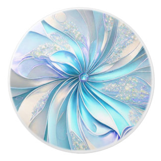 Beautiful Blue Fractal Ceramic Knob