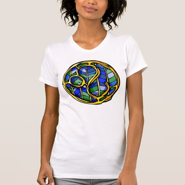Beautiful Blue Gemstone Leo Symbol T-Shirt (Front)