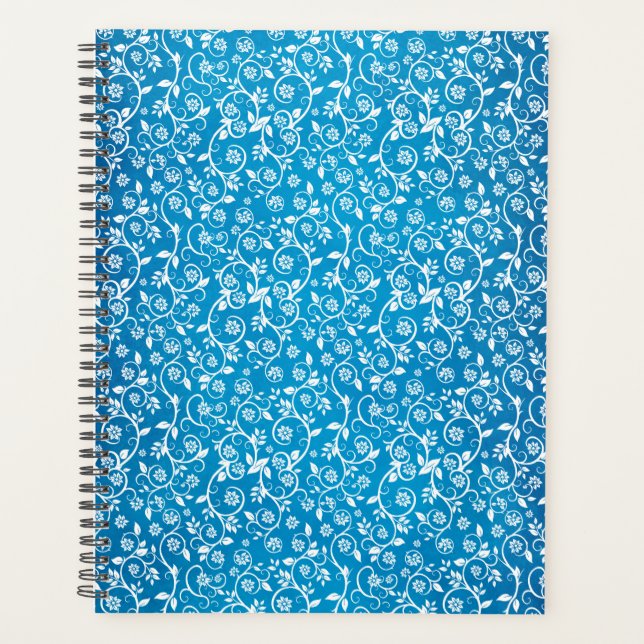 Beautiful Blue Geometric Pattern Planner (Front)