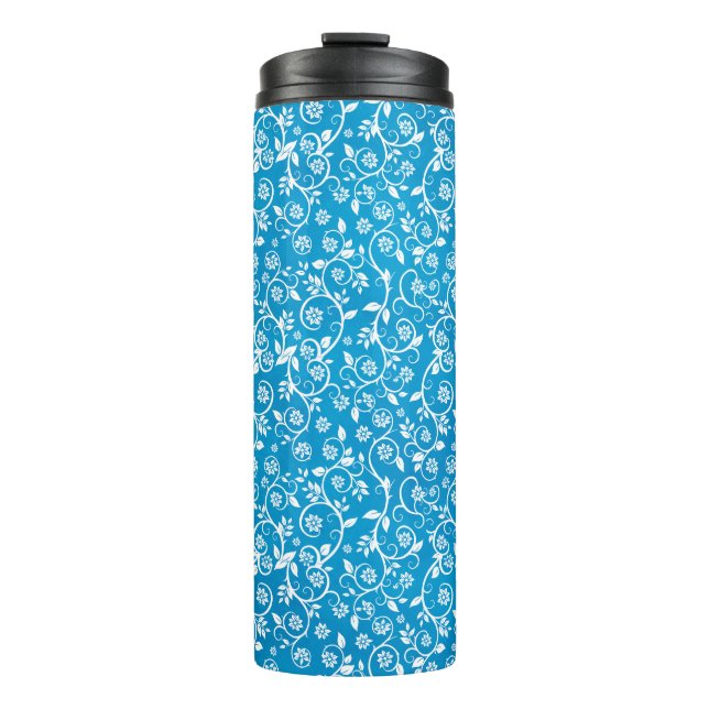 Beautiful Blue Geometric Pattern Thermal Tumbler (Front)