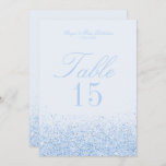 Beautiful Blue Glitter Wedding Table Number Cards<br><div class="desc">Beautiful Blue Glitter Wedding Table Number Cards. Glamourous,  Glitter with sparkling baby blue,  this table card coordinates with our Glitter Wedding and Bridal Shower decor. For more customisation,   using the "customise" tool on zazzle. Additional colour options are available in our shop on Zazzle at MetroEvents. Designed by Metro-Event.com</div>