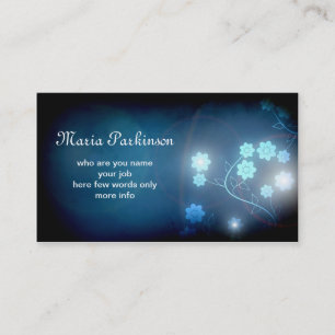 beautiful blue glow flowers business card