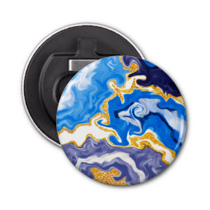 Beautiful Blue, Gold and White Swirls like Water Bottle Opener