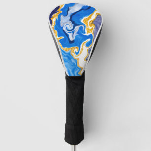Beautiful Blue, Gold and White Swirls like Water Golf Head Cover