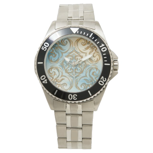 Beautiful Blue Gold Mozaik eWatch Watch (Front)