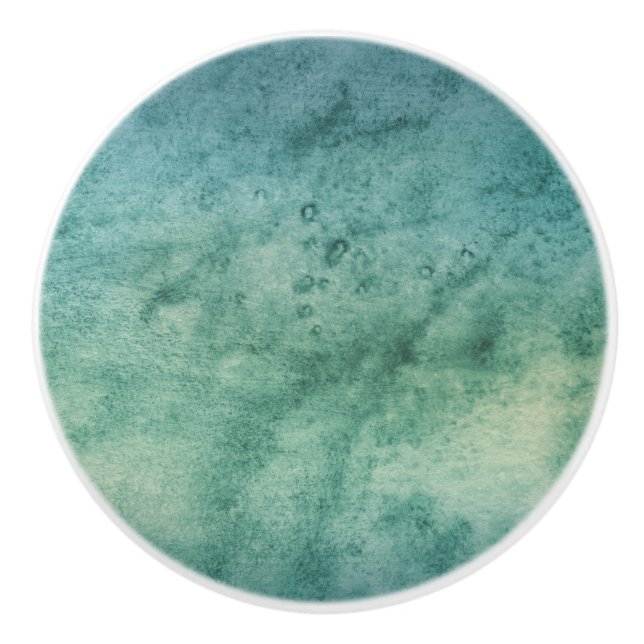 Beautiful blue Green Aqua Watercolor Tie-Dye  Ceramic Knob (Front)
