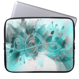Beautiful blue grey cool splatter flowers leaves laptop sleeve