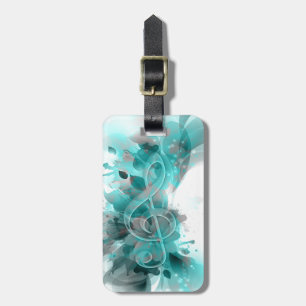 Beautiful blue grey cool splatter flowers leaves luggage tag