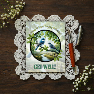 Beautiful Blue-grey Gnatcatchers Get Well Postcard