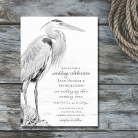 Beautiful Blue Heron Water Bird Sketch Wedding