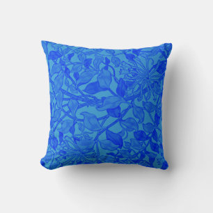 Beautiful Blue Honeysuckle Pattern by W. Morris Cushion