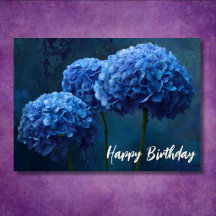 Beautiful Blue Hydrangea Floral Botanical Birthday