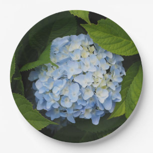 Beautiful Blue Hydrangea Floral Photo Paper Plate