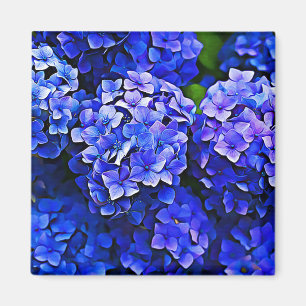 Beautiful Blue Hydrangea Flowers Floral Art Magnet