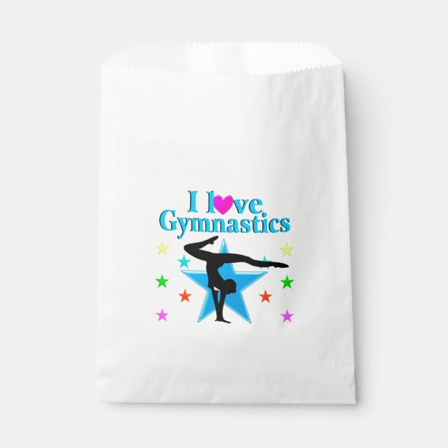 BEAUTIFUL BLUE I LOVE GYMNASTICS DESIGN FAVOUR BAG (Front)