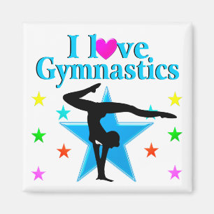 BEAUTIFUL BLUE I LOVE GYMNASTICS DESIGN MAGNET