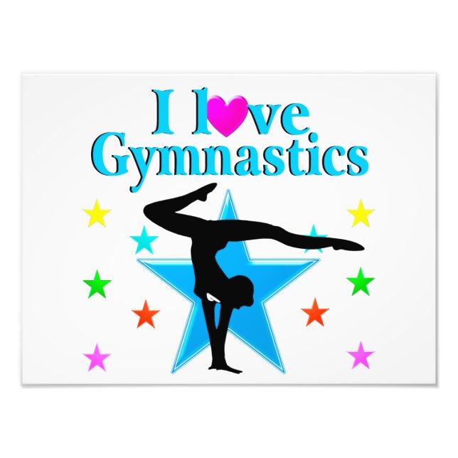 BEAUTIFUL BLUE I LOVE GYMNASTICS DESIGN PHOTO PRINT (Front)