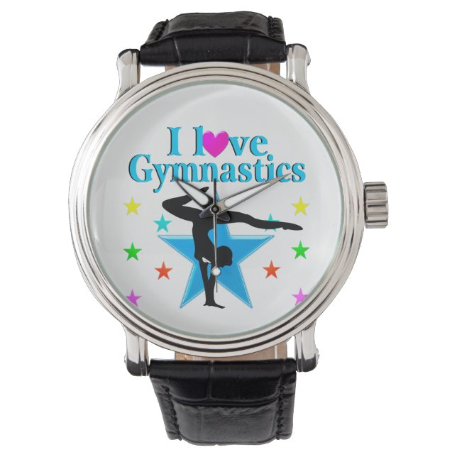 BEAUTIFUL BLUE I LOVE GYMNASTICS DESIGN WATCH (Front)