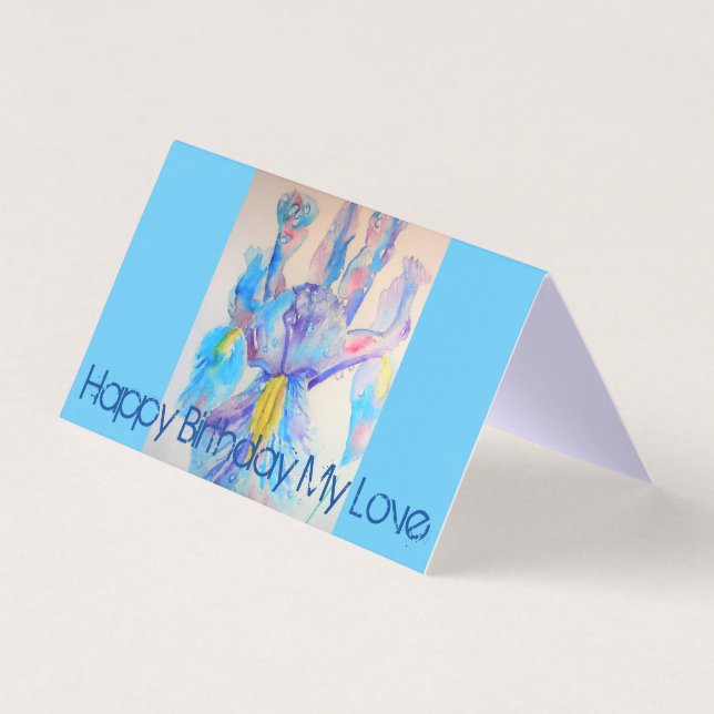Beautiful Blue Iris Painting Love Birthday Card (Front)