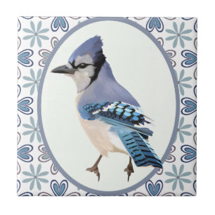 Beautiful Blue Jay Bird Ceramic Tile
