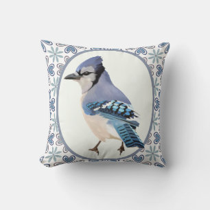 Beautiful Blue Jay Bird Cushion