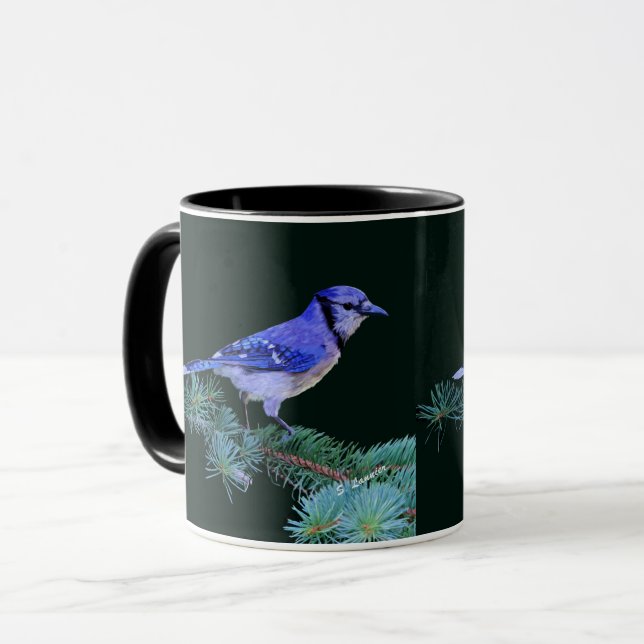 Beautiful Blue Jay Bird Mug (Front Left)