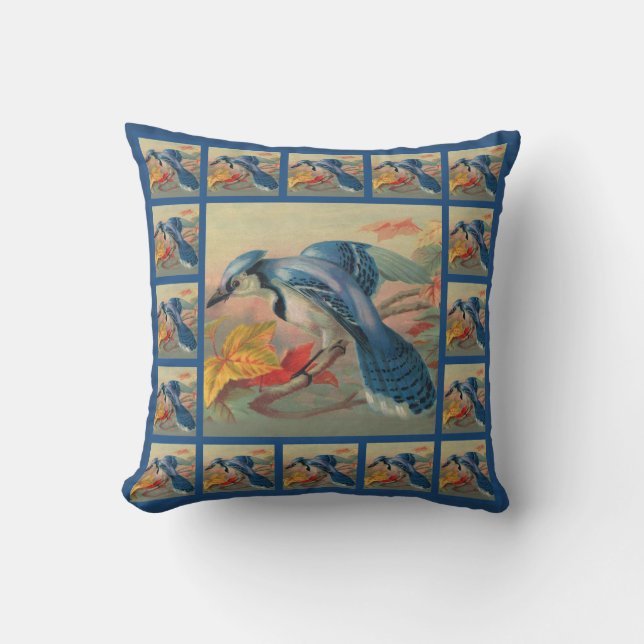 Beautiful Blue Jay Designer Throw Pillow (Front)