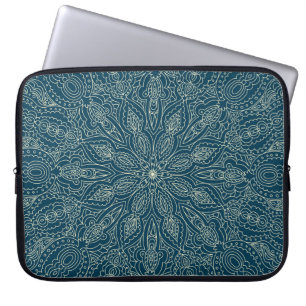Beautiful blue lace ornament,  merry christmasabst laptop sleeve