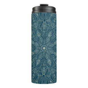 Beautiful blue lace ornament,  merry christmasabst thermal tumbler