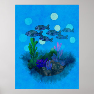 Beautiful blue landscape poster