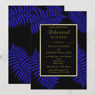 Beautiful Blue Leaf Bracken Wedding Invitation