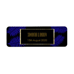 Beautiful Blue Leaf Bracken Wedding Return Address Label