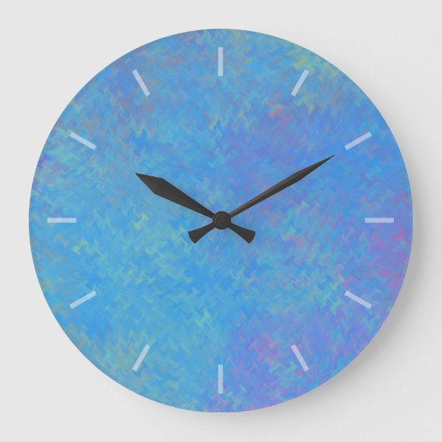 Beautiful Blue Marbled Paper Design Large Clock (Front)