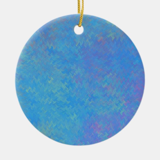 Beautiful Blue Marbled Paper Look Ceramic Tree Decoration (Front)