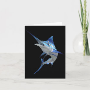 Beautiful Blue Marlin Fishing Short Sleeve Card