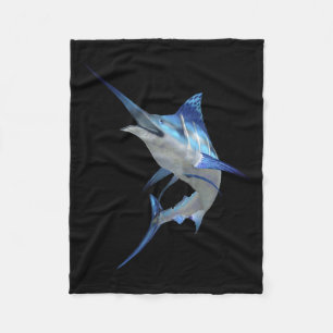 Beautiful Blue Marlin Fishing Short Sleeve  Fleece Blanket