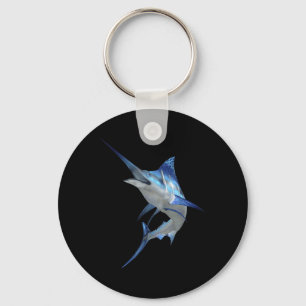 Beautiful Blue Marlin Fishing Short Sleeve Key Ring