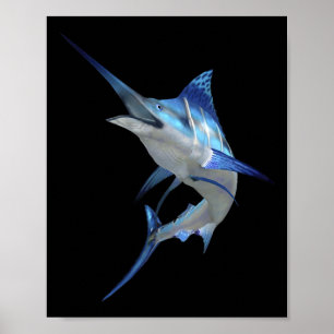 Beautiful Blue Marlin Fishing Short Sleeve  Poster