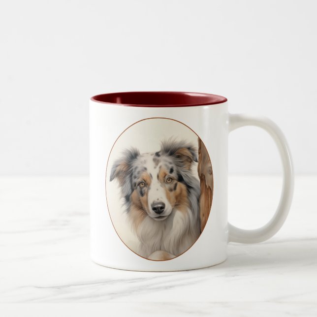 Beautiful Blue Merle Aussie Two-Tone Coffee Mug (Right)