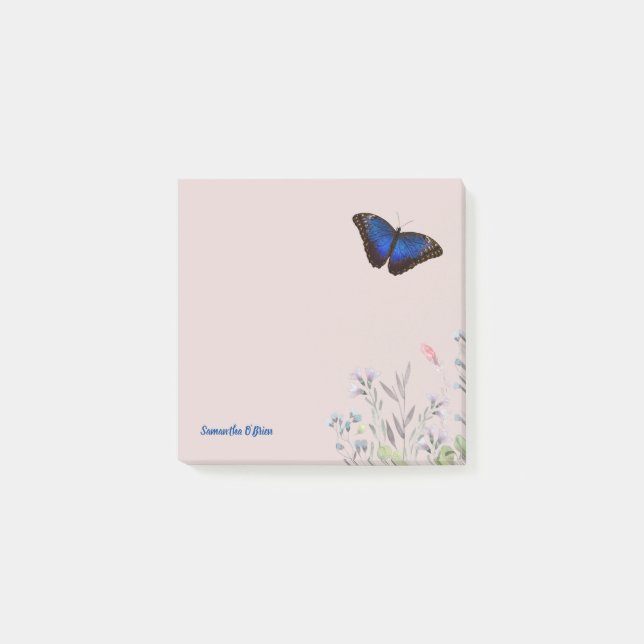 Beautiful Blue Morpho Butterfly Customizable Post-it Notes (Front)