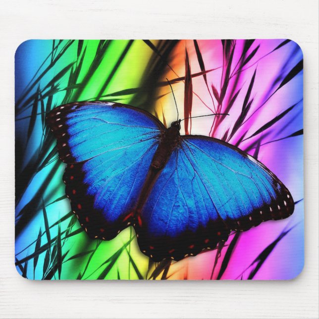 Beautiful Blue Morpho Butterfly Mouse Pad (Front)