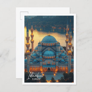Beautiful Blue Mosque Istanbul Turkey  Postcard