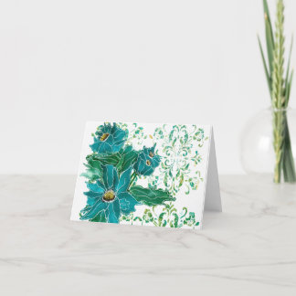 Beautiful blue mums with colorful background card