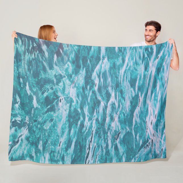 Beautiful Blue Ocean Beach Waves Fleece Blanket (In Situ)