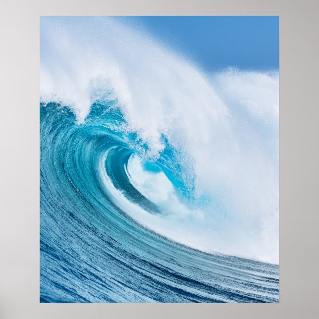 Beautiful Blue Ocean Beach Waves Poster (Front)