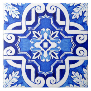 Beautiful Blue Painted Style Ceramic Tile. Ceramic Tile