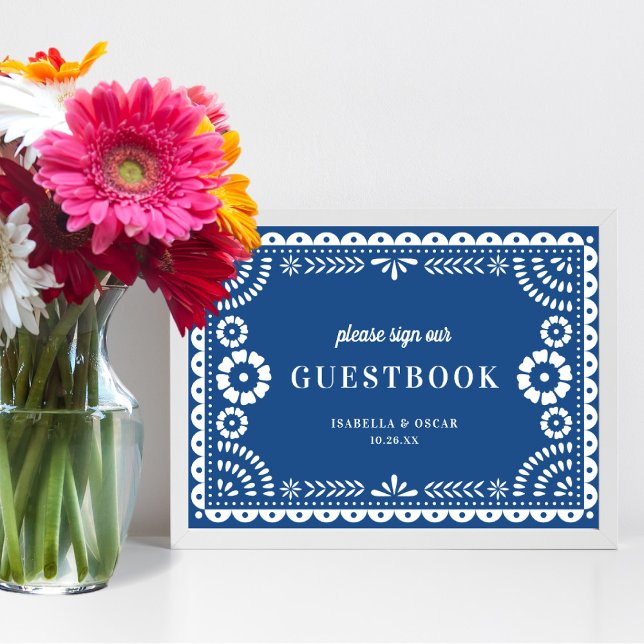 Beautiful Blue Papel Picado Wedding Guestbook Sign (Creator Uploaded)